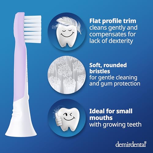Mini Replacement Toothbrush Heads for Kids 3-6 Years - Lilac, 8 Pack