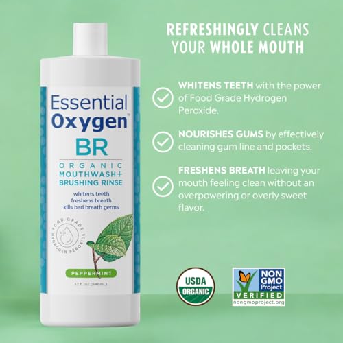 Peppermint Organic Mouthwash - All Natural & Fresh Breath, 32 Fl Oz