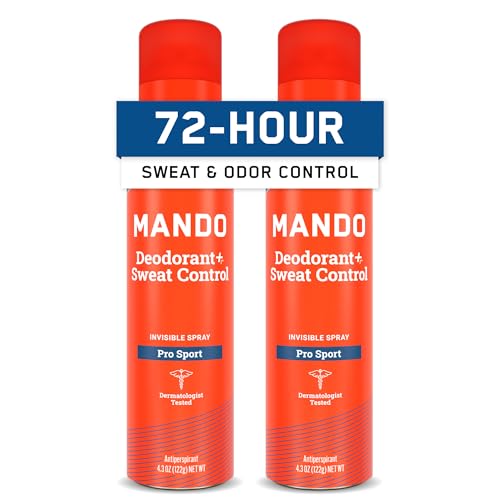 Mando Antiperspirant Deodorant Spray for Men - Pro Sport 4.3 oz Pack of 2