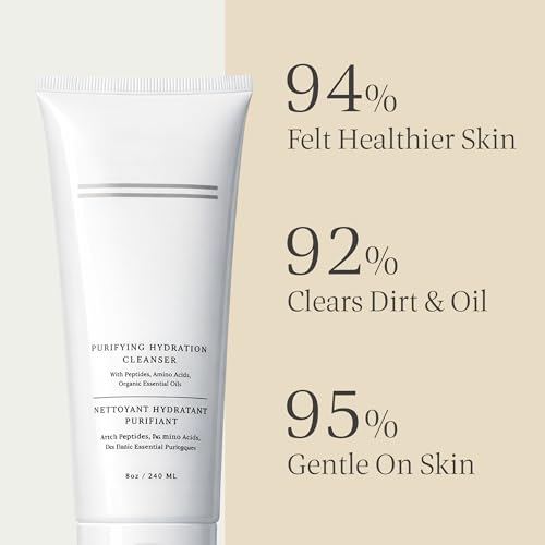 Purifying Hydration Cleanser| Gentle Daily Face Wash Infused with Peptides, Aloe Vera & Plant-Based Hyaluronic Acid| Sulfate-Free, Vegan & Cruelty-Free | 8oz