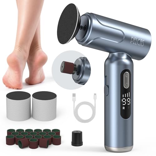Pelcas Electric Foot Callus Remover with LED Screen, 0-99 Speed, Cordless Foot File for Hard Skin Removal