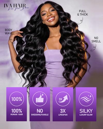 Natural Black 18 Inch IVA 16A Body Wave Human Hair Bundles - 100% Raw Hair