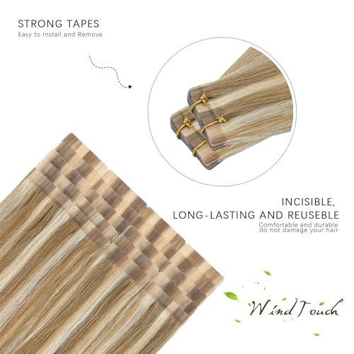 Hair Extensions Tape in Human Hair 18 Inch Bleach Blonde 40g - WindTouch Variation of THIS listing