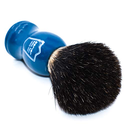 Black Badger Shaving Brush with Blue Wood Handle - Professional Quality