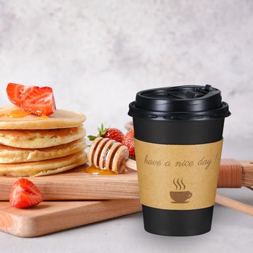 Lamosi 12oz Disposable Coffee Cups with Lids - Pack of 500, To-Go Paper Cups