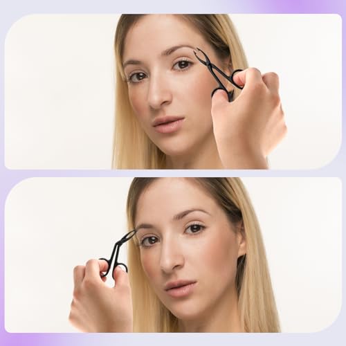 4 Pieces Eyebrow Tweezers Scissor Handle Set Flat Straight Tip Hair Plucker and Slanted Tip Shaped Eyebrow Facial Remover Stainless Steel Brow Tweezers for Women Men(Silver,Black)