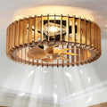 Wooden Flush Mount Ceiling Fan with Light and Remote - Farmhouse Style, Light Wood Variations