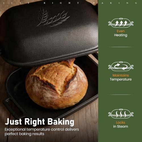 Cast Iron Bread Oven with Lid 9.5QT for Sourdough Baking - Heavy Duty