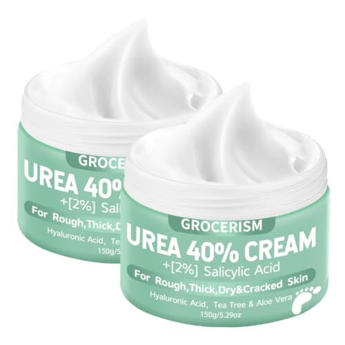 Grocerism Urea Foot Cream 40% with Salicylic Acid - 5.29 oz Pack of 2 for Dry & Callused Feet