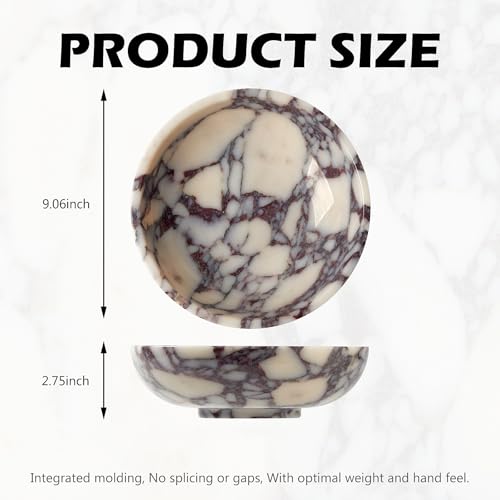 Calacatta Viola Marble Fruit Bowl 9-Inch Large Serving Dish Centerpiece