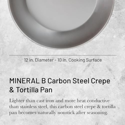 de Buyer 12-Inch Carbon Steel Crepe & Tortilla Pan - Naturally Non-Stick, Made in France
