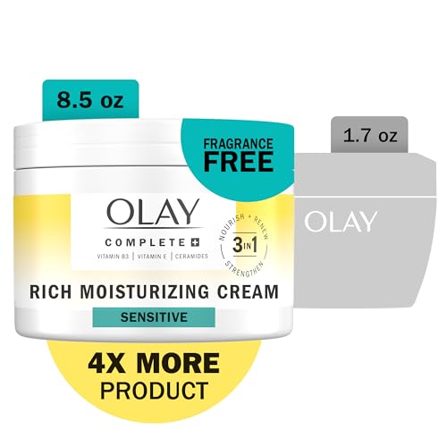 Olay Face Moisturizer 8.5 Fl Oz Pack of 2 - Fragrance-Free Hydrating Cream for Dry & Sensitive Skin