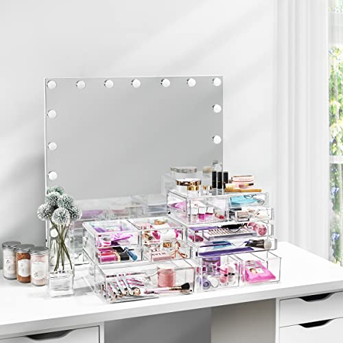 Sorbus Acrylic Makeup Organizer Drawers - 2 Wide Clear Vanity Storage
