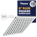 HammerHead Showers Chrome 8 Inch Square Rainfall Shower Head - High Flow, Solid Metal, Easy Install