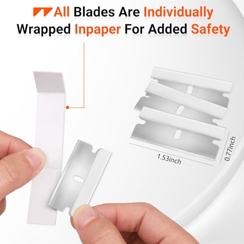 WRAPXPERT Single Edge Razor Blades,100 Pack Razor Blades Single Edge,Stainless Steel Blade for Standard Scraper Tool,Glass & Paint Scraper