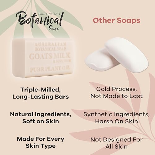 Australian Botanical Soap, Goat Milk Soap with Soya Bean | Aloe Vera Soap with Green Tea | Bundle of 8 Each, Organic African Shea Butter, Natural Soap Base for All Skin Types, 16 Bar Soap Bundle