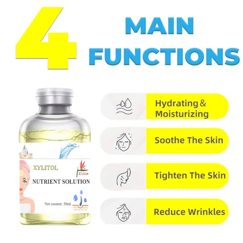 Elitzia Skin Care Oxygen Facial Machine Essence Oxygen Device for Skin 1.69 fl.oz Xylitol Nutrient Solution Yellow Hydration Keep Soft & Elasticity Anti Aging & Wrinkle Beauty Care Home Use