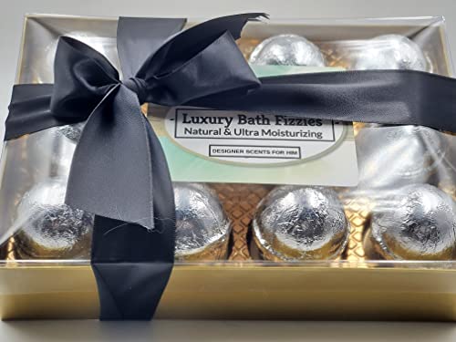 Men's Organic Bath Bomb Set - 12 Designer Fragrances for Relaxing Spa Experience