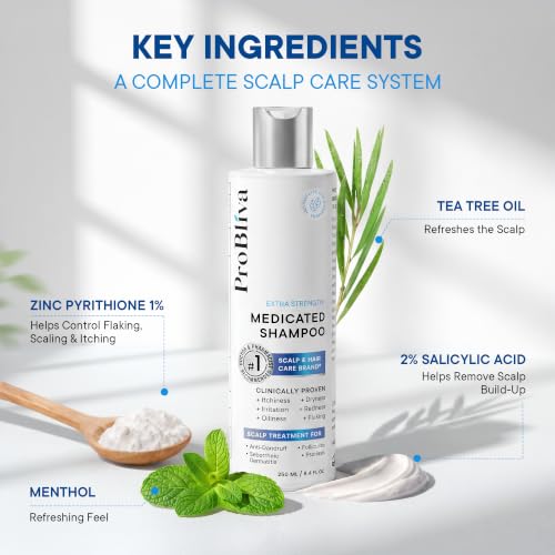 ProBliva Anti-Dandruff Shampoo 2-Pack | Fungal & Scalp Treatment with Zinc Pyrithione & Salicylic Acid