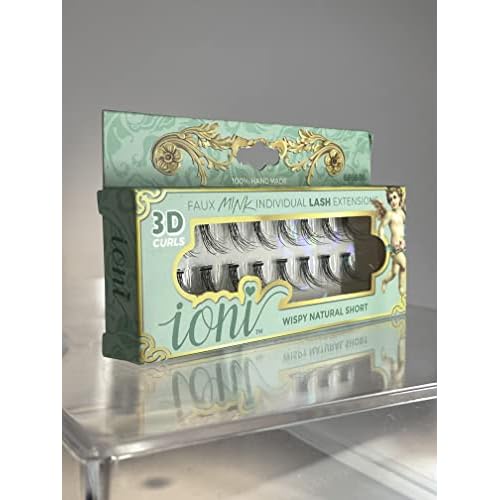 Ioni Cosmetics Faux Mink Individual Lash Extensons 3-STRAND Natural-Short, Black