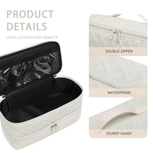 Beige Double-Layer Travel Storage Case for Revlon One-Step Hair Dryer & Hair Tools