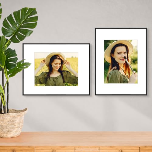 Real Glass Black Aluminum 16x20 Frame Set - Pack of 3 with Mat