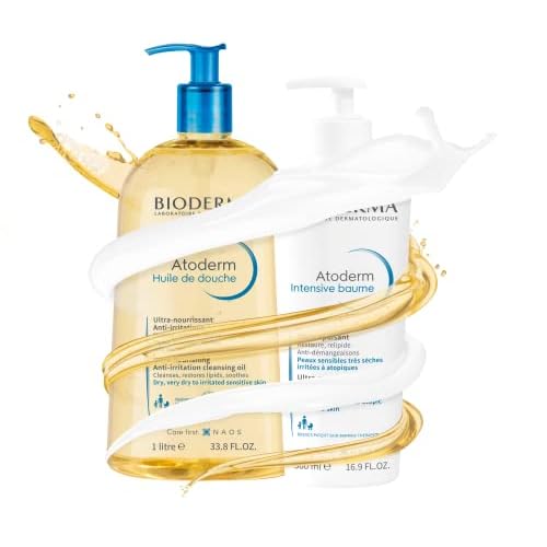Bioderma Atoderm Shower Oil, Cleansing Oil For Face & Body, Nourishing Cleansing Oil For Dry to Atopic Sensitive Skin For Softer & Smooth Skin For Your Whole Family