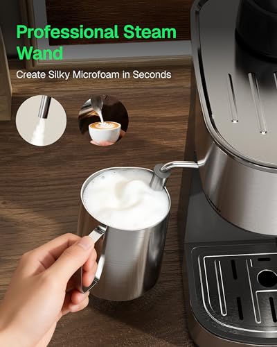Espresso Machine with Milk Frother, 3.5 Bar Cappuccino & Latte Maker, 2-4 Cups