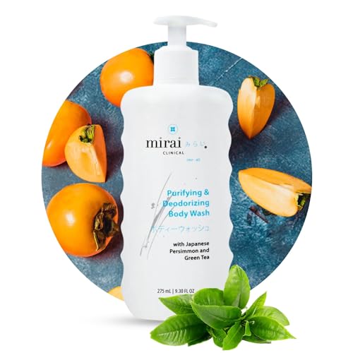 Mirai Clinical Ultimate Odor Eliminator Bundle - Purifying Body Wash (9.29.Fl oz) & Natural Deodorant (75g) for Women & Men - Refreshing Bundle for Full Body Use with Japanese Persimmon Extract