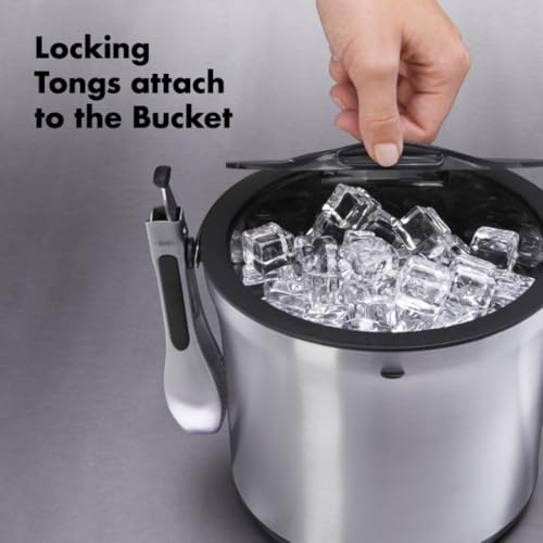 Stainless Steel Ice Bucket and Tongs Set with Lid - 4 Quart Capacity