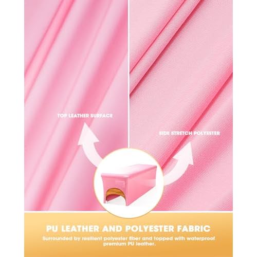 Onism Lash Bed Cover-Wipeable PU Leather Massage Bed Cover, Waterproof, Soft and Comfortable Spa Bed Cover with Storage Pocket for Eyelash Extension Bed Massage Bed Perfect for Salon Spa Home Use Pink