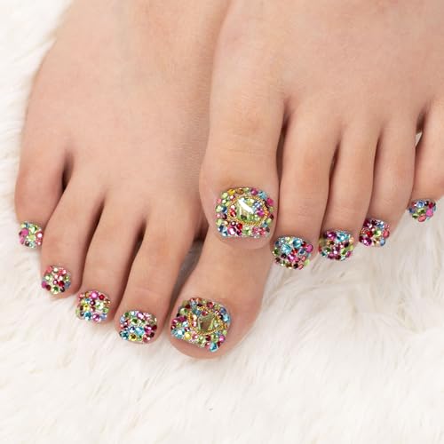 Lovful Precious Press-On Toenails - Reusable Fake Toe Nails, 20 pcs