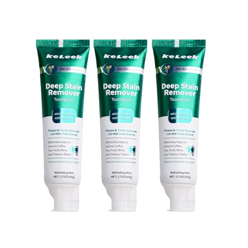 3PCS Whitening Toothpaste with Natural Mint - Deep Stain Removal & Fresh Breath, Sensitive Gums - 1.23oz Pack of 3 (Variation: Refreshing Mint)