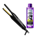 KISS Pencil Flat Iron & Heat Protector Hair Serum Bundle - Ceramic Tourmaline Plates - 3/10" - Straightens from Root - Medium Hair - 460F Max Temp