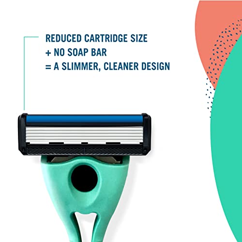 Preserve Shave 5 Five Blade Refillable Razor, Made from Recycled Materials, Sunshine Yellow and Preserve Five Blade Replacement Cartridges Wave Edition (4 Count) Bundle