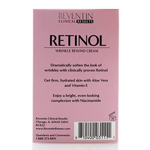 Clinical Results Retinol Wrinkle Rewind Anti Aging Face Lotion Moisturizer For Wrinkles, Age Spots, & Dry Skin - Retinol Night Cream with Aloe Vera, Vitamin E, & Niacinamide, 1.5 Fl Oz