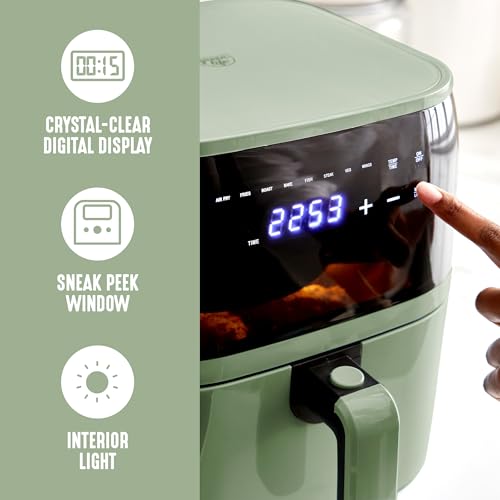 GreenLife 5.3QT Electric Air Fryer Oven - Sage, Digital Touchscreen, PFAS-Free Ceramic Nonstick, Auto Shut-Off