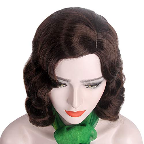 Long 1920s Vintage Curly Wig - Brown, Middle Length, Synthetic & Heat-Resistant