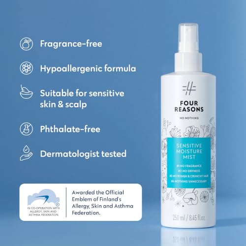 Sensitive Hair Mist - Fragrance-Free Leave-In Conditioner & Heat Protectant - Moisturizing Detangler & Anti-Frizz Spray - 8.5 fl oz