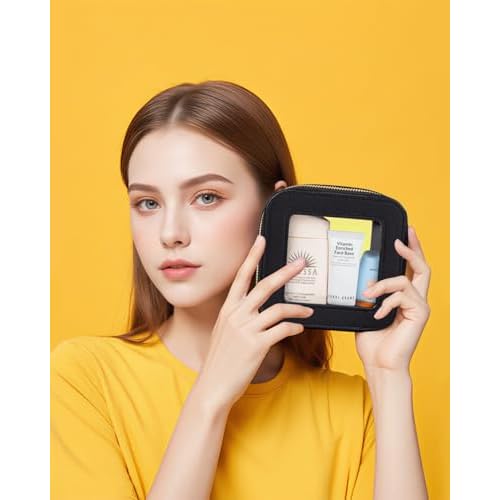 LETGO Clear Makeup Bags Small, Small Makeup Bag for Purse,Mini Clear Makeup Pouch Purse Organizer Fit Carry-on Travel Essentials,Cute Cosmetic Bags Car Accessories for Women (Mini-Black)