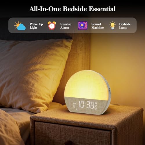 KEPLUG Sunrise Alarm Clock Sound Machine with Dual Alarm - Light Gray