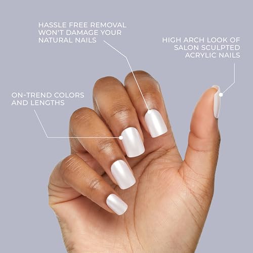 KISS Gel Fantasy Press On Nails with Glue, Pink, Short Length, Squoval Shape, 28 Fake Nails, Net wt. 2 g (0.07oz.) Pink Gel Nail Glue, Mini File, & Manicure Stick ? ¡®Ribbons¡¯