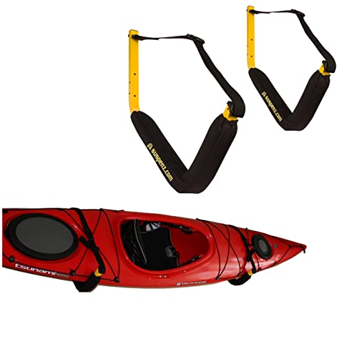 Suspenz EZ Kayak Rack - Yellow Wall Mount Storage for Canoes & Paddle Boards