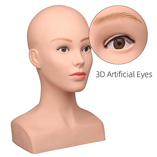 Realistic Female Mannequin Head with Shoulders for Wig Display & Styling