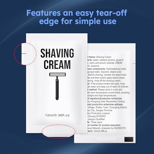 200-Pack Disposable Shaving Cream Pouches 12ml Travel Size Individually Sealed