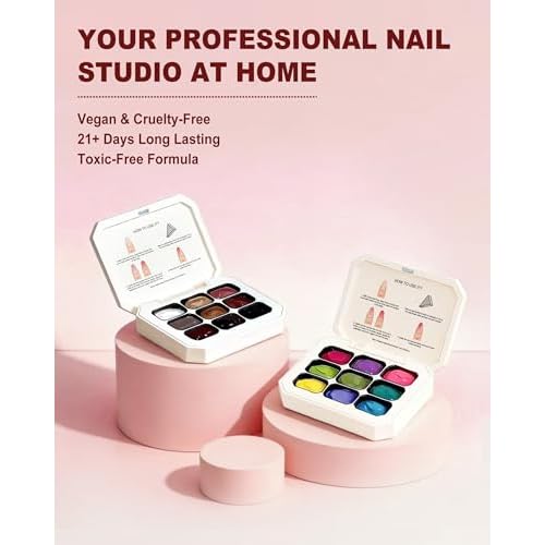 9 Colors Gradient Blooming Gel Nail Polish Palette, Aura Nail Art Kit for Blush Nails, Solid Creamy Gel for Ombre Nails, Sponge Patting Painting Gel, UV/LED Cured Nail Art Set for Beginners