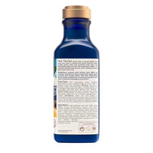 Maui Moisture Nourish & Moisture + Coconut Milk Conditioner to Hydrate and Detangle Curly Hair, Lightweight Daily Moisturizing Conditioner, Vegan, Silicone & Paraben-Free, 13 fl oz