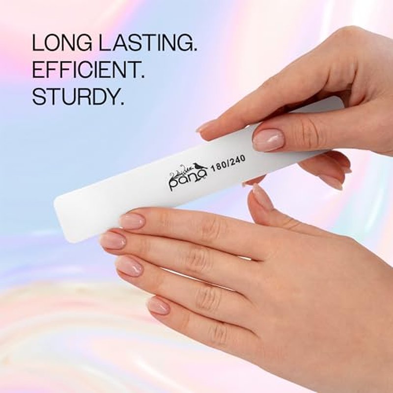 10pcs - PANA Jumbo Double-Sided Emery Nail File for Manicure, Pedicure, Natural, and Acrylic Nails - White (Grit 180/240)