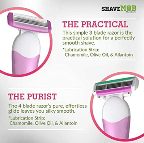ShaveMOB 4-Blade Shaving Kit for Women with Flex Head + 24 Refills (Pack of 1, 24 Count) – The Purist
