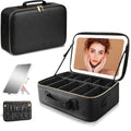 Large Travel Makeup Bag with LED Mirror - Detachable Stand & Adjustable Divider, Black (Variation of THIS listing)